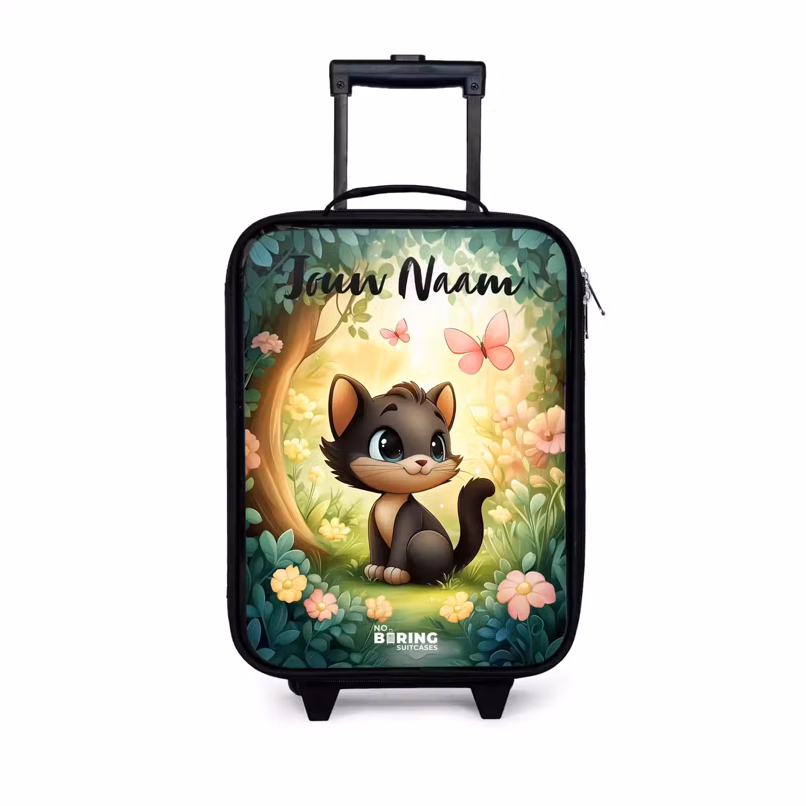 Kinderkoffer met naam - Kat - Vlinder - Bloemen — 1