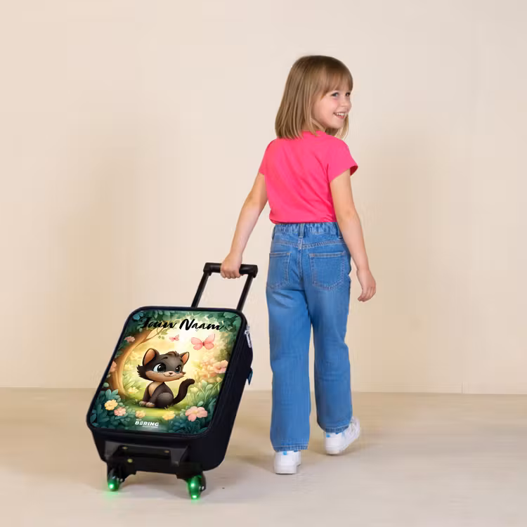 Kinderkoffer met naam - Kat - Vlinder - Bloemen — 2