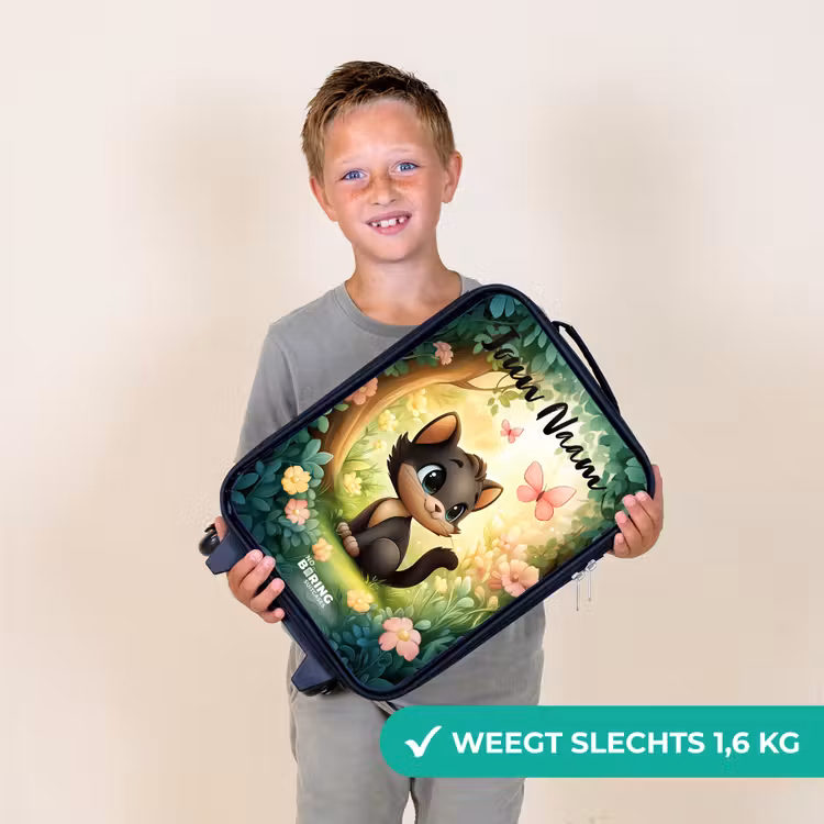 Kinderkoffer met naam - Kat - Vlinder - Bloemen — 3