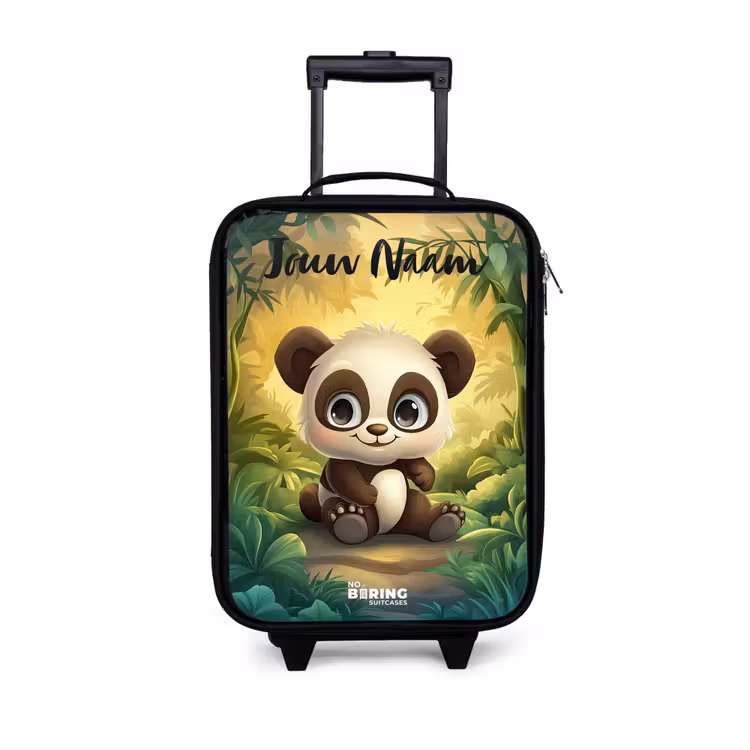 Kinderkoffer met naam - Panda - Bamboebos - Groen — 1
