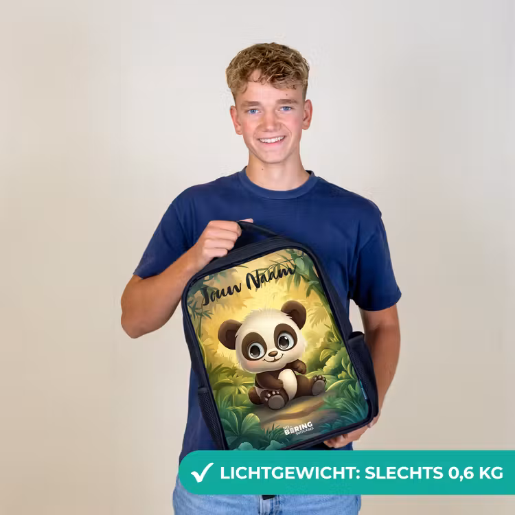 Kinderrugzak met naam - Zwart - Panda - Bamboebos - Groen — 2