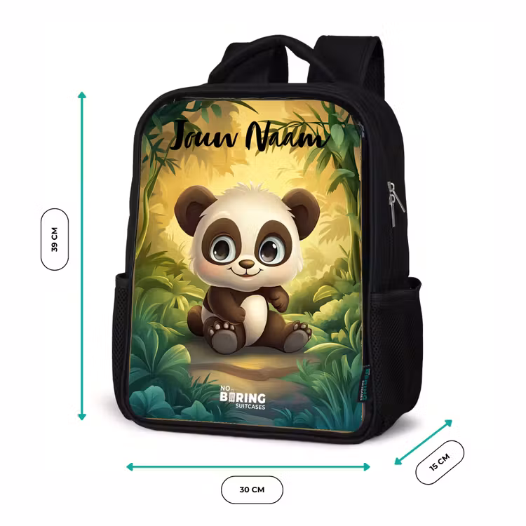 Kinderrugzak met naam - Zwart - Panda - Bamboebos - Groen — 5