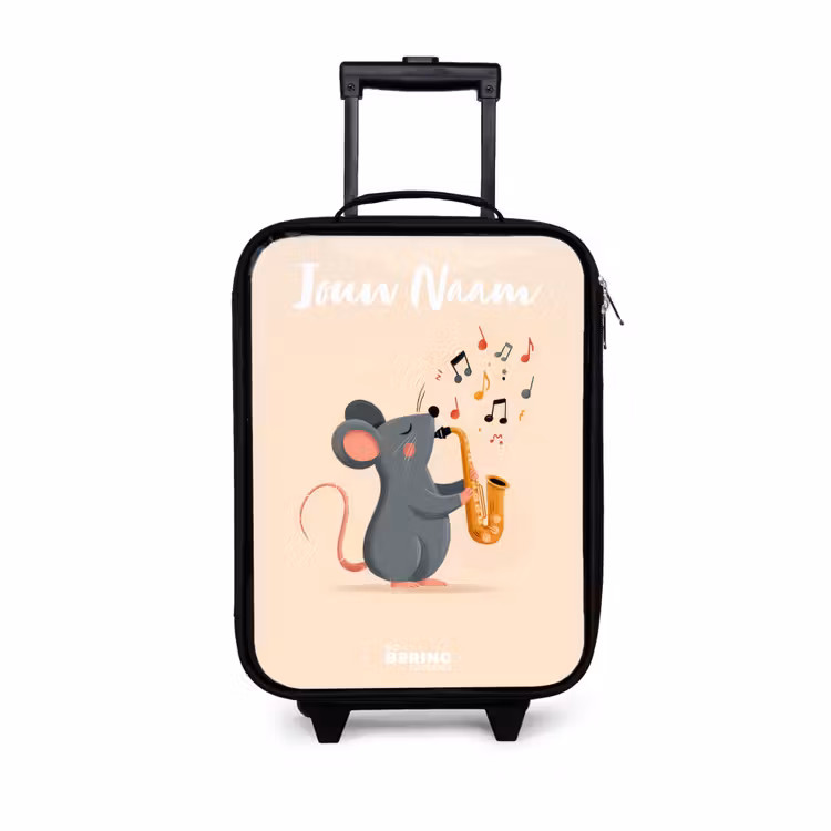 Kinderkoffer met naam - Muis - Saxofoon - Muziek — 1