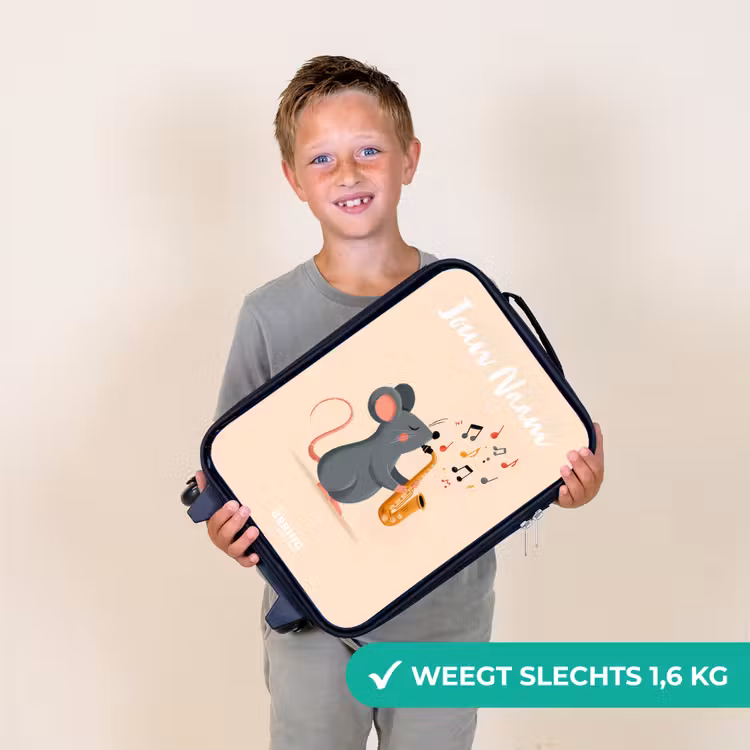 Kinderkoffer met naam - Muis - Saxofoon - Muziek — 3