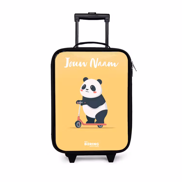 Kinderkoffer met naam - Panda - Step - Geel — 1