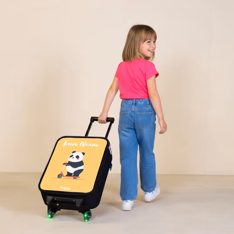 Kinderkoffer met naam - Panda - Step - Geel — 2