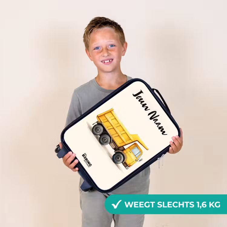 Kinderkoffer met naam - Kiepwagen - Getekend - Geel — 3