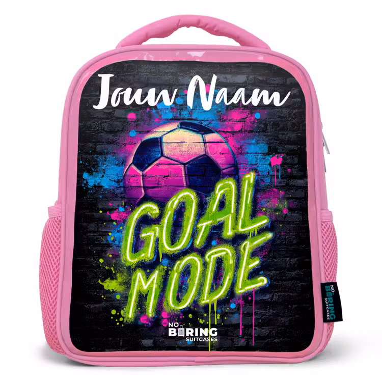 Kinderrugzak met naam - Roze - Neon - Graffiti - Voetbal - Kleurrijk — 1