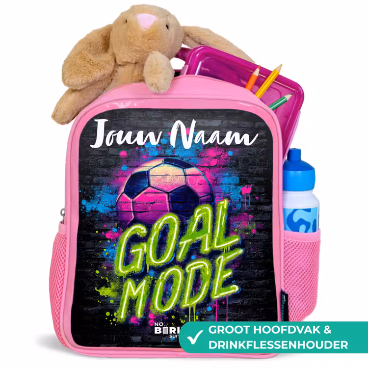 Kinderrugzak met naam - Roze - Neon - Graffiti - Voetbal - Kleurrijk — 2