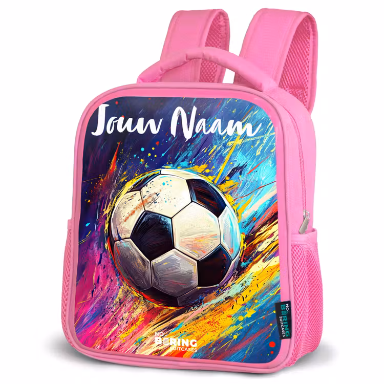 Kinderrugzak met naam - Roze - Neon - Voetbal - Kleurrijk — 4