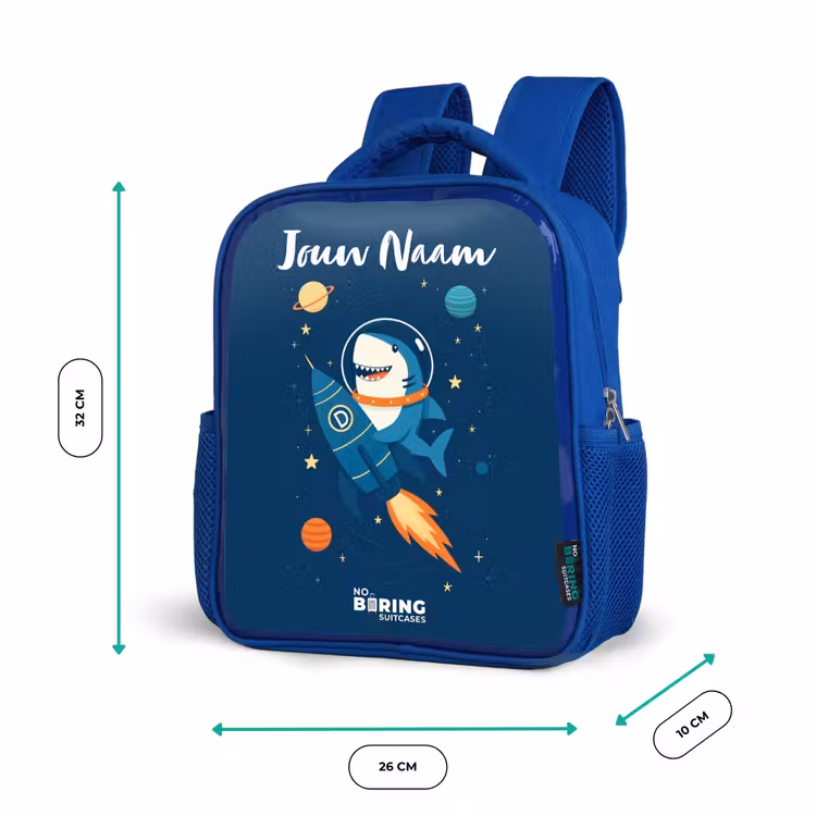 Kinderrugzak met naam - Blauw - Dier - Ruimte - Planeet - Raket — 5