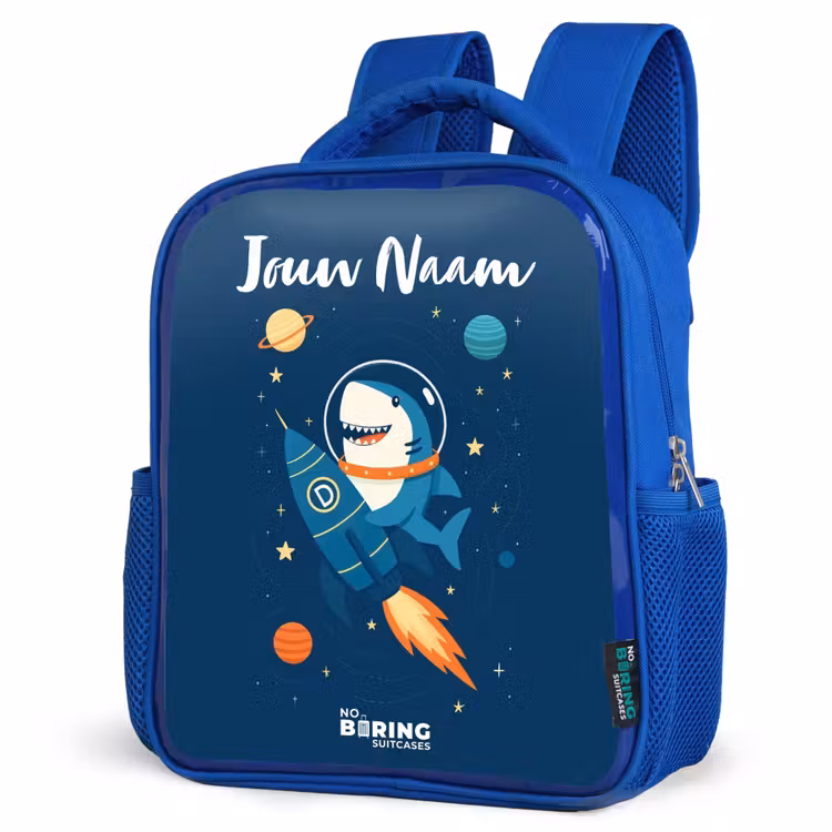 Kinderrugzak met naam - Blauw - Dier - Ruimte - Planeet - Raket — 7