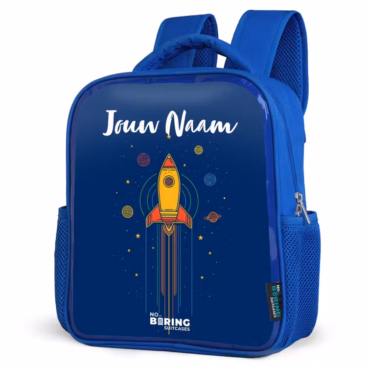 Kinderrugzak met naam - Blauw - Raket - Planeten - Sterren — 7