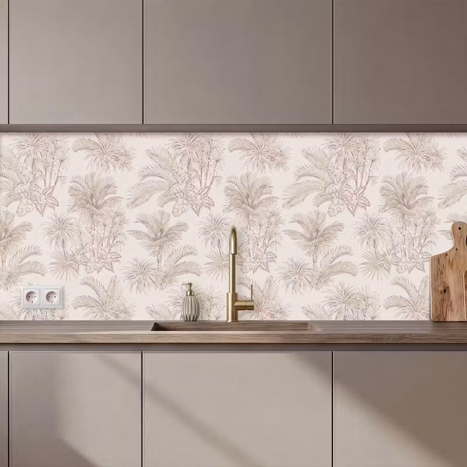 Keuken achterwand - Bloemen - Beige - Planten - Vintage — 1