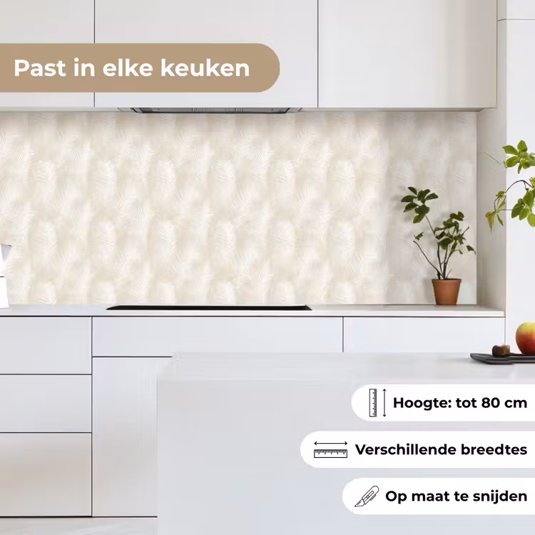 Keuken achterwand - Bladeren - Beige - Wit - Botanisch - Natuur — 4