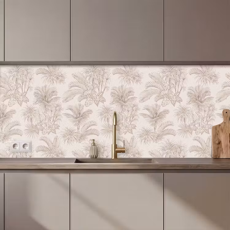Keuken achterwand - Bloemen - Beige - Planten - Vintage — 1