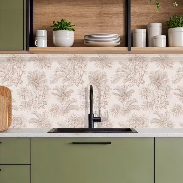 Keuken achterwand - Bloemen - Beige - Planten - Vintage — 5
