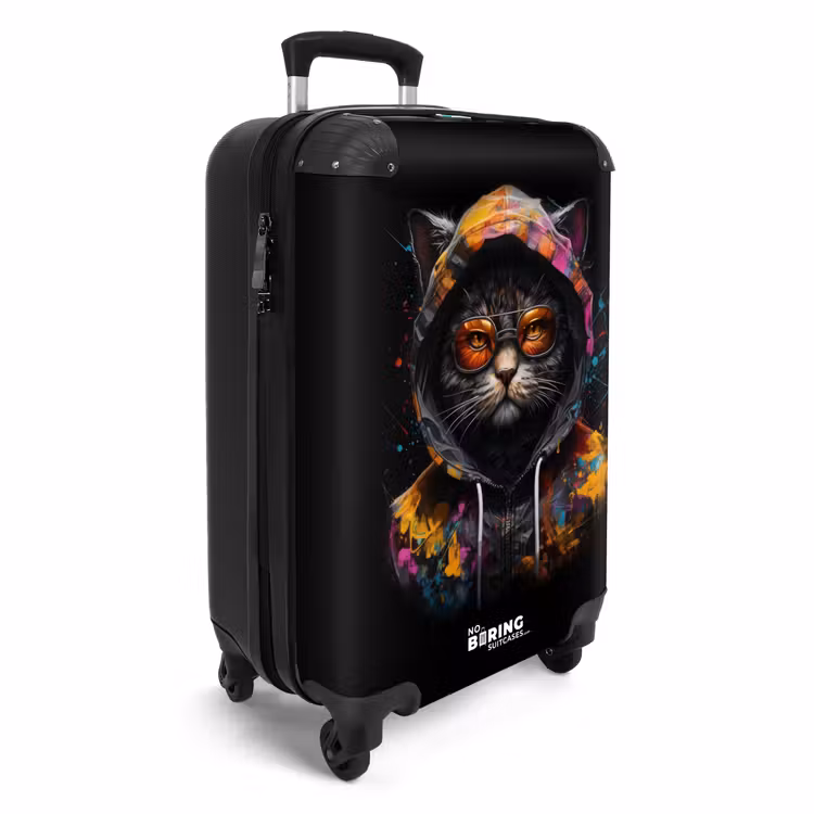 Koffer - Kat met kleurrijk vest en oranje bril — 2