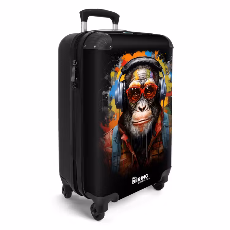 Koffer - Chimpansee met koptelefoon en graffiti- Spray — 2