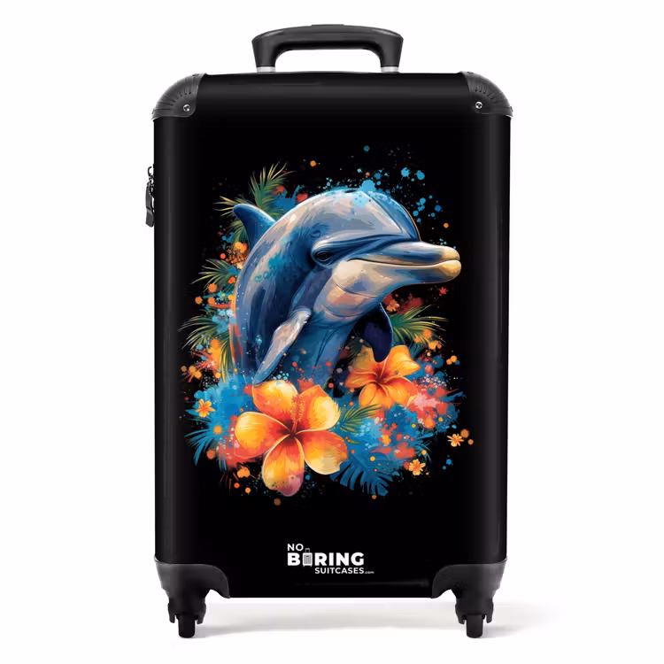 Koffer - Dolfijn te midden van graffiti bloemen — 1