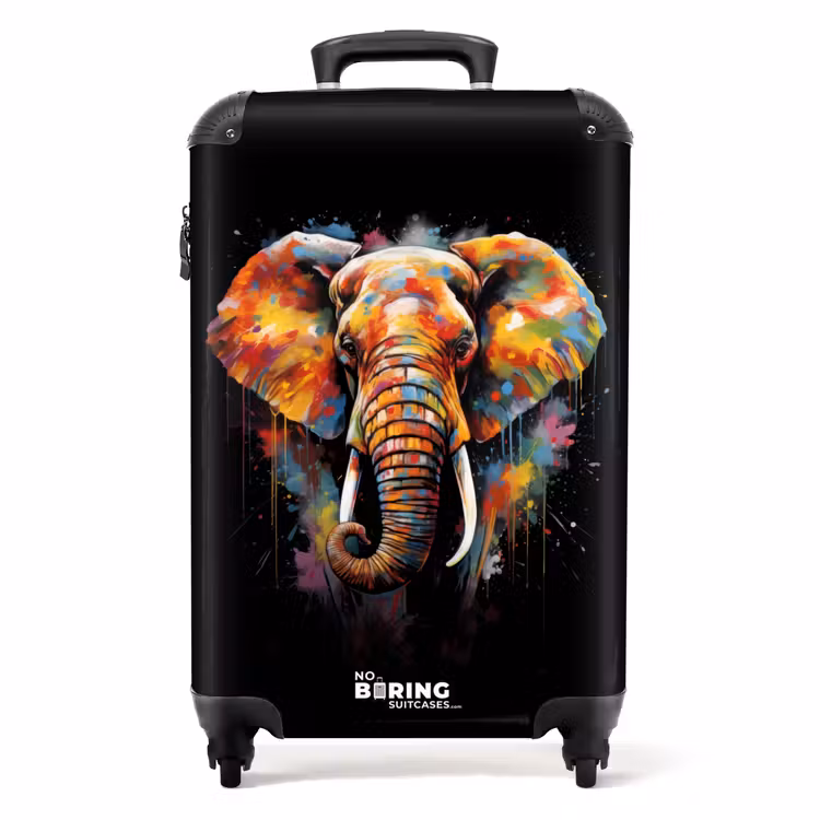 Koffer - Olifant versierd met kleurrijke spetters — 1