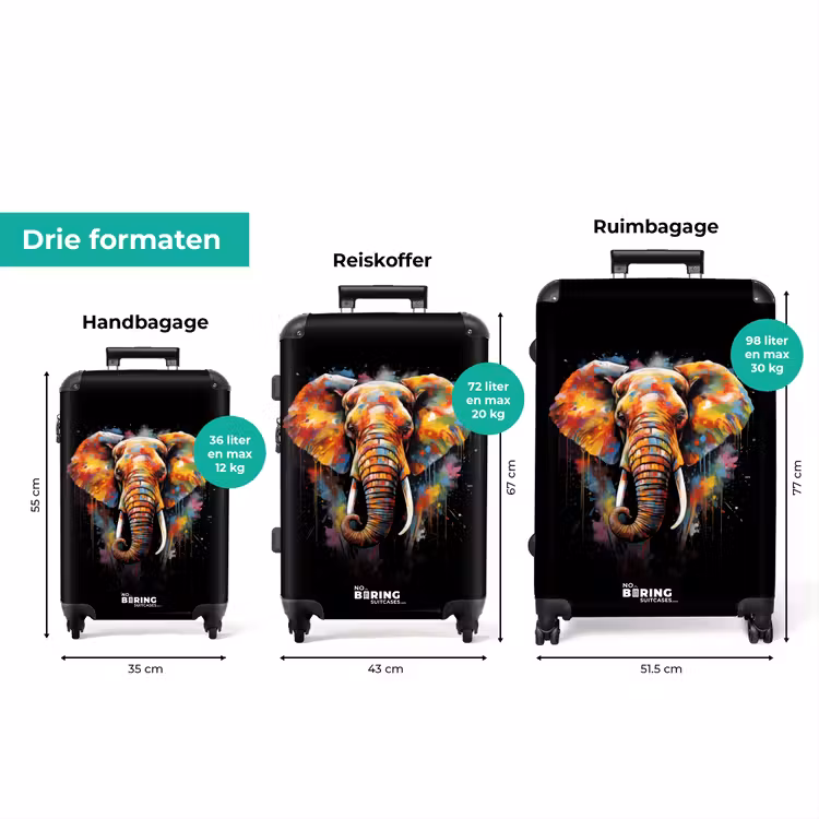 Koffer - Olifant versierd met kleurrijke spetters — 8