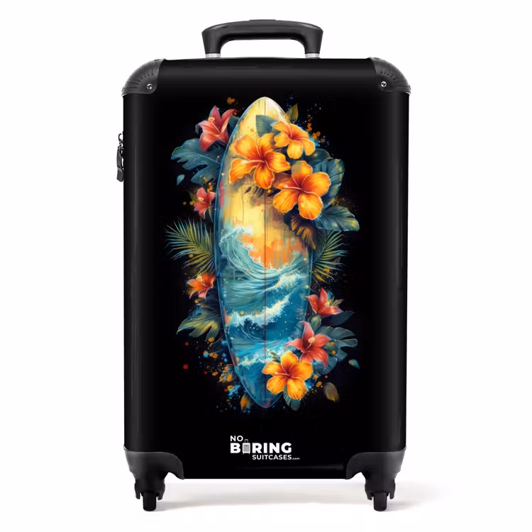 Koffer - Surfplank omringd door bloemen — 1
