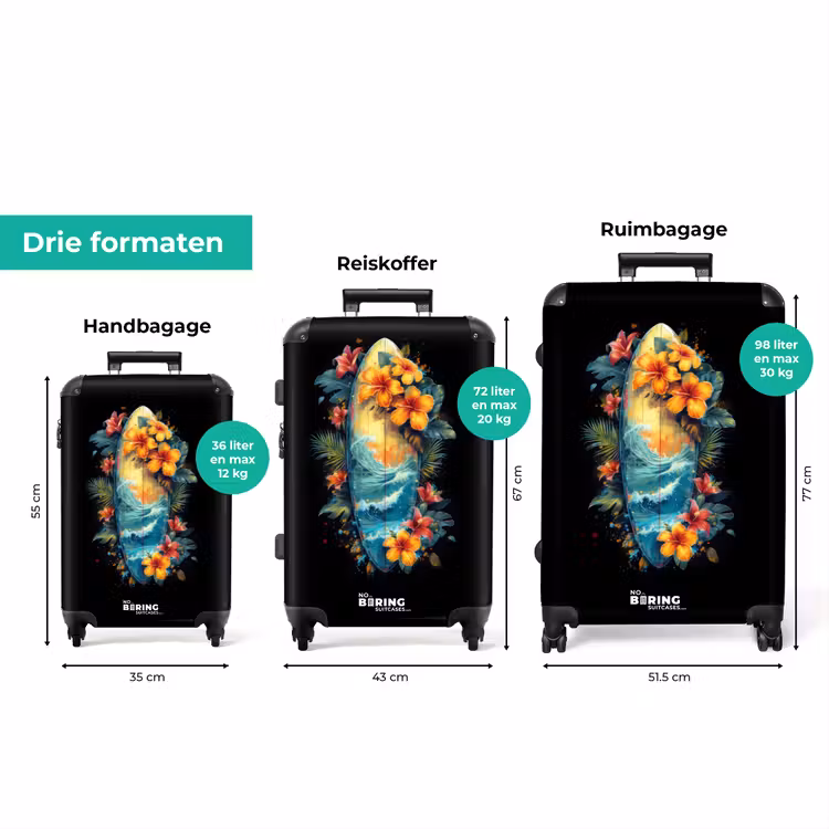 Koffer - Surfplank omringd door bloemen — 8