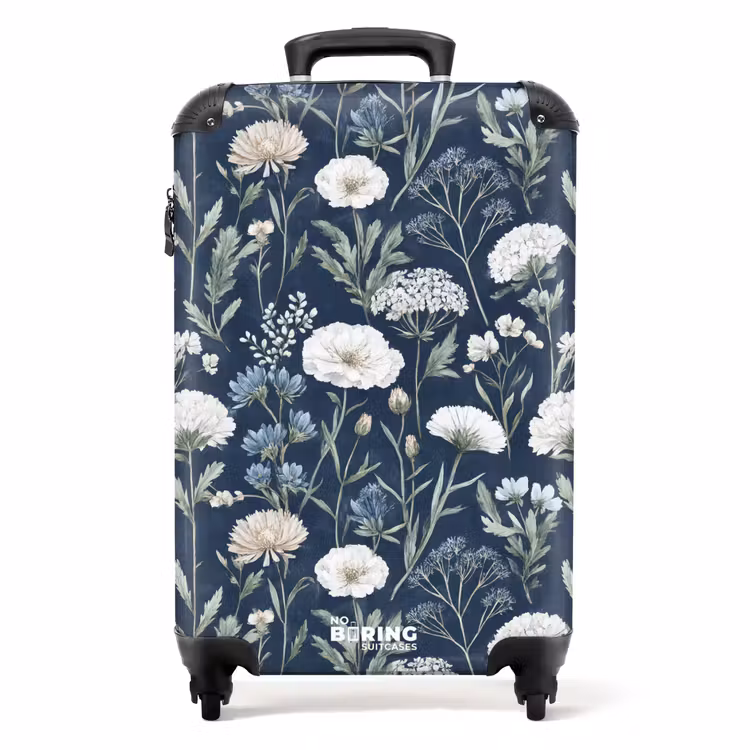 Koffer - Bloemen patroon blauw — 1