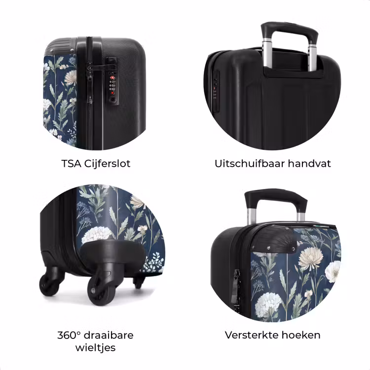 Koffer - Bloemen patroon blauw — 7