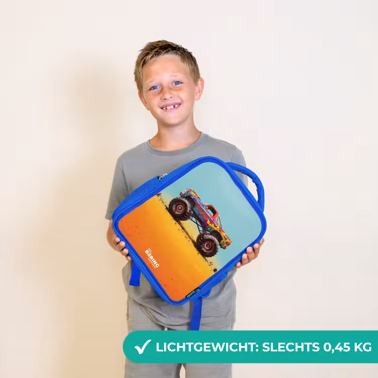 Kinderrugzak - Blauw - Monstertruck met Graffiti Print in het Zand — 2