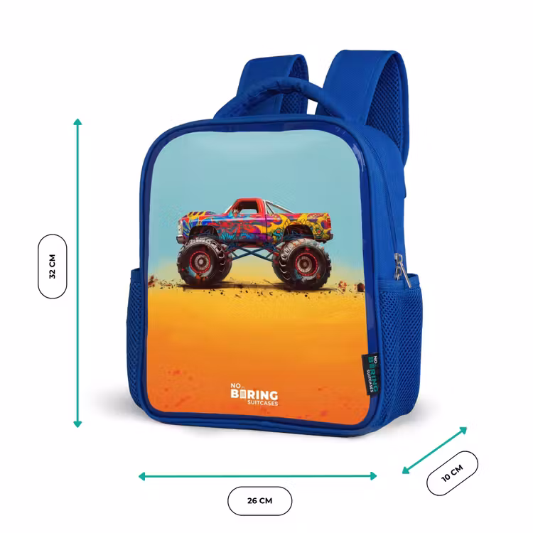 Kinderrugzak - Blauw - Monstertruck met Graffiti Print in het Zand — 5