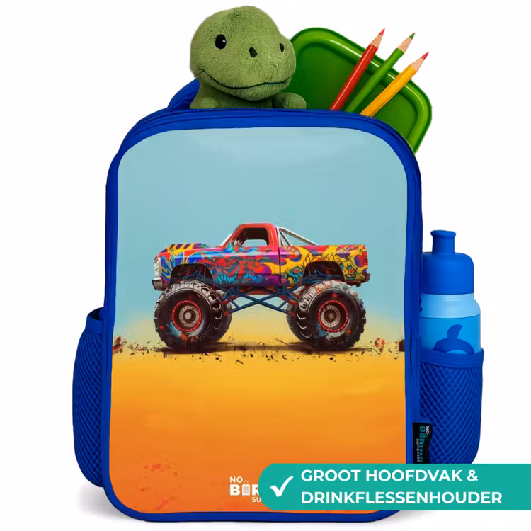 Kinderrugzak - Blauw - Monstertruck met Graffiti Print in het Zand — 6