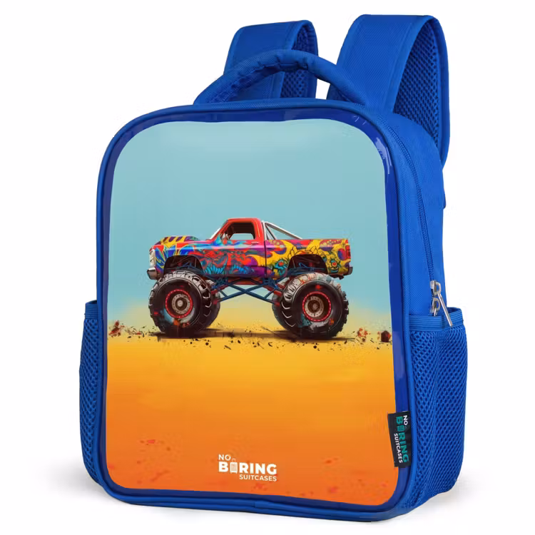 Kinderrugzak - Blauw - Monstertruck met Graffiti Print in het Zand — 7