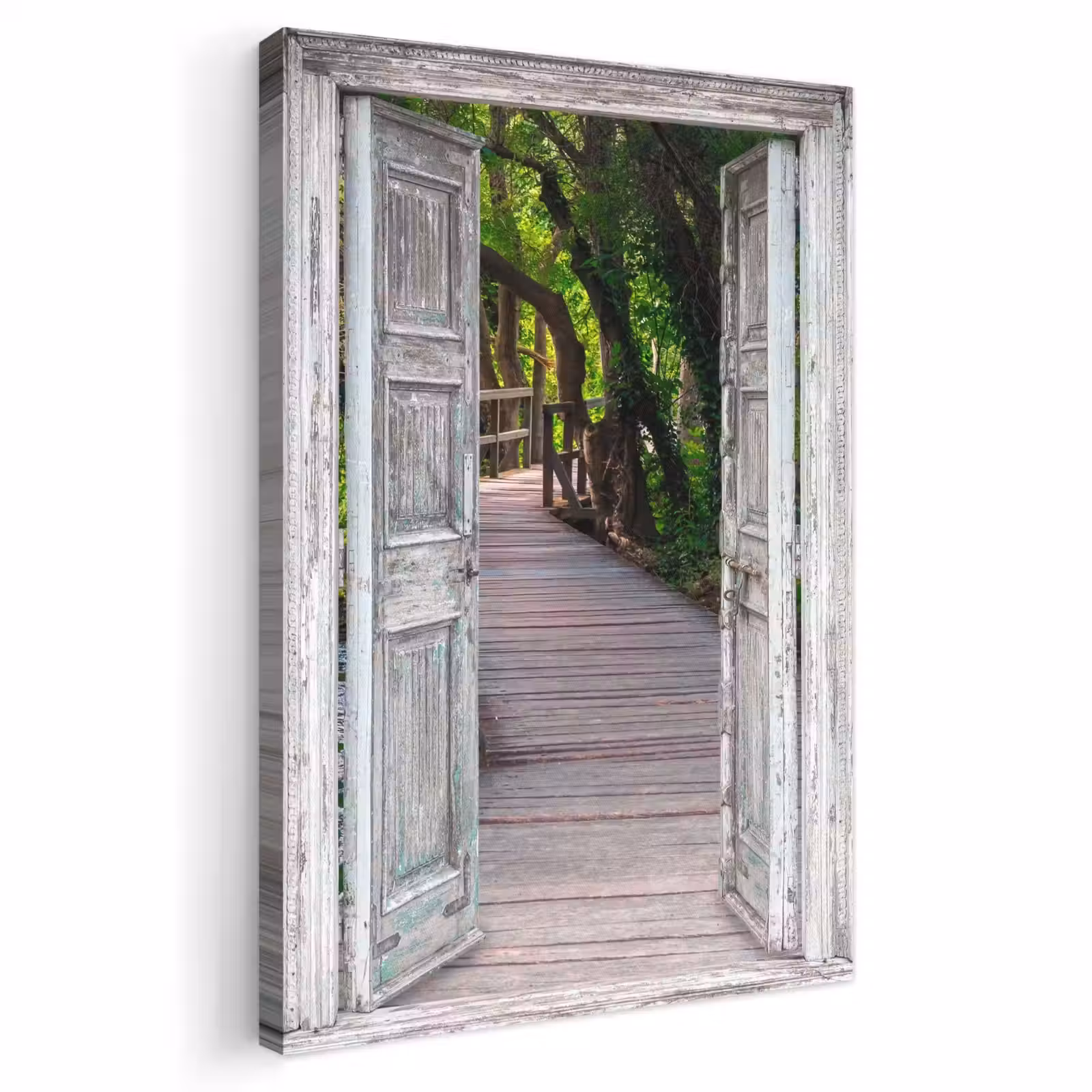 Canvas schilderij - Brug - Bos - Doorkijk — 1