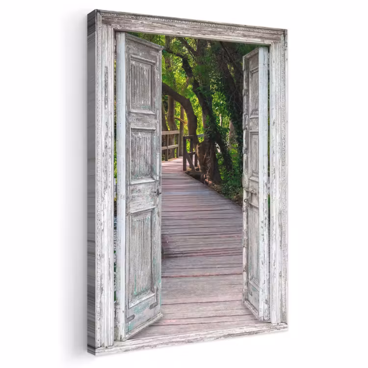 Canvas schilderij - Brug - Bos - Doorkijk — 1
