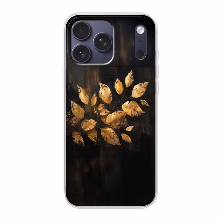 Telefoonhoesje Softcase - Gouden Bladeren op Donkere Achtergrond — 1