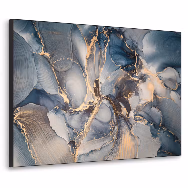 Art Frame - Marmer - Grijs - Blauw - Luxe - Goud — 1