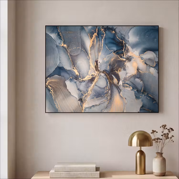 Art Frame - Marmer - Grijs - Blauw - Luxe - Goud — 5