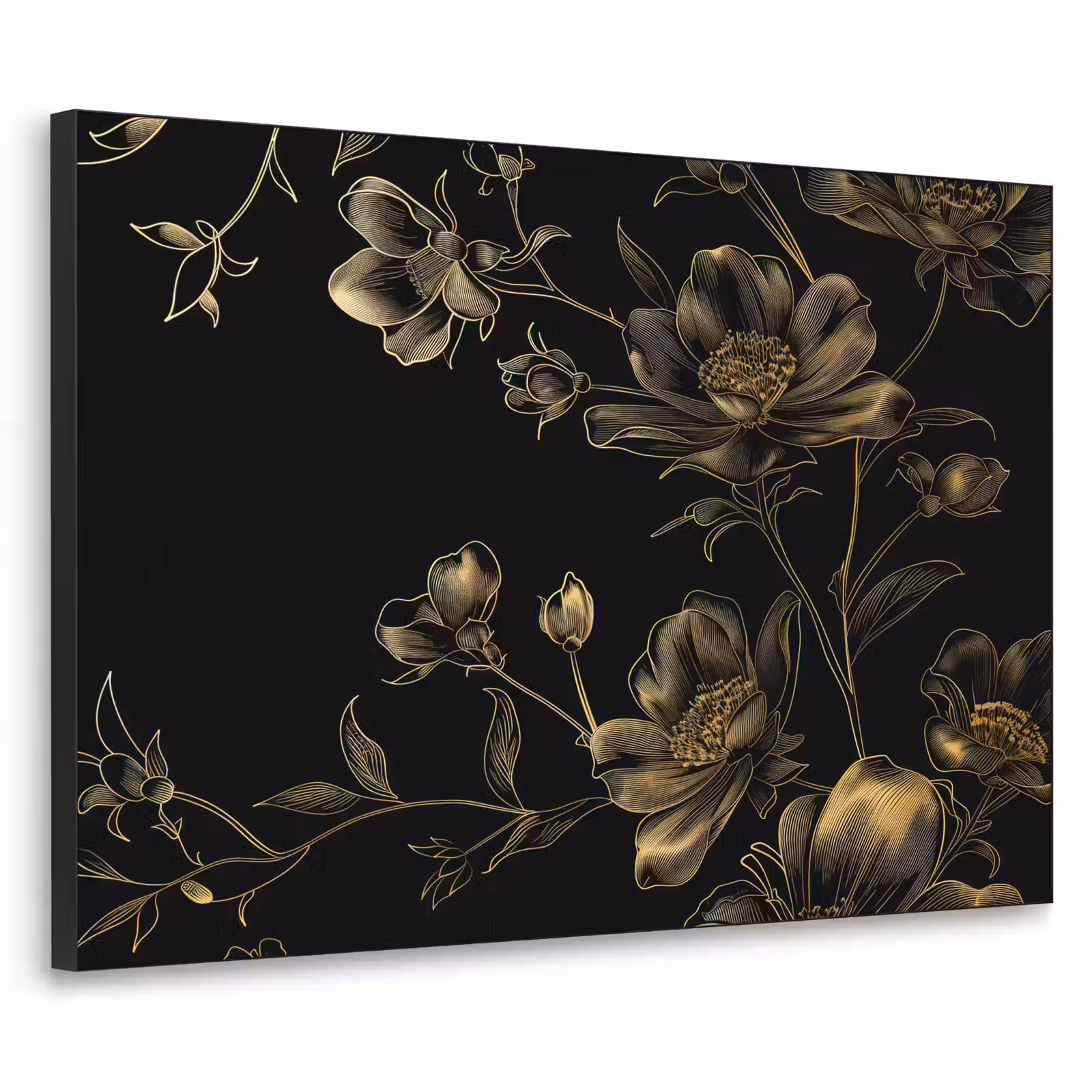 Art Frame - Bloemen - Zwart - Goud - Line art — 1
