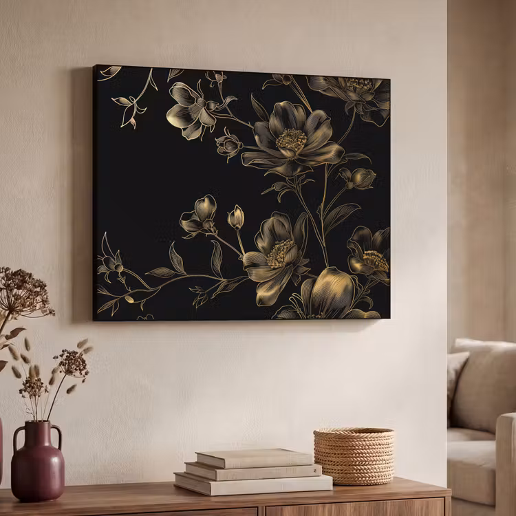 Art Frame - Bloemen - Zwart - Goud - Line art — 7