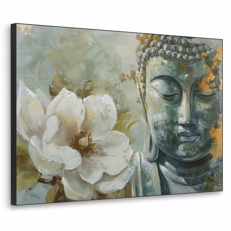 Art Frame - Boeddha - Groen - Lotusbloem - Wit — 1