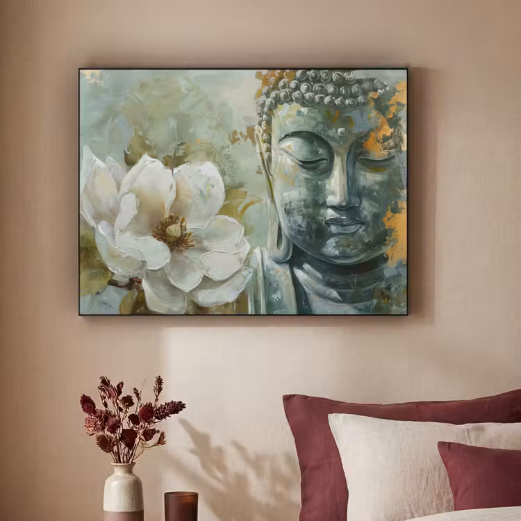 Art Frame - Boeddha - Groen - Lotusbloem - Wit — 3