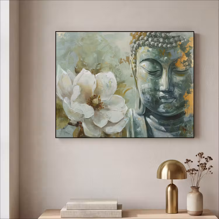 Art Frame - Boeddha - Groen - Lotusbloem - Wit — 5