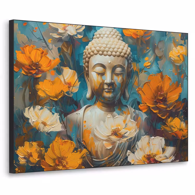 Art Frame - Buddha - Bloemen - Kleurrijk - Modern — 1
