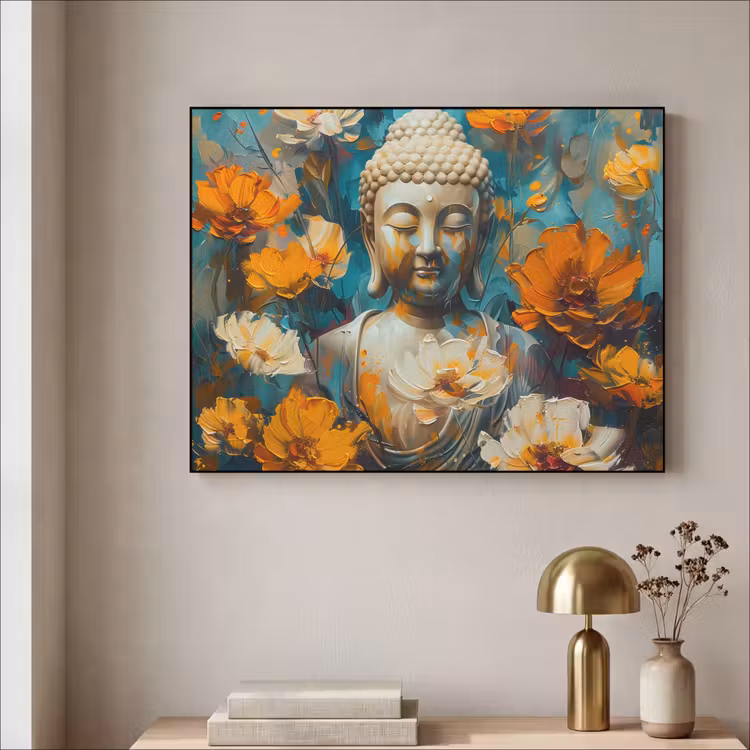 Art Frame - Buddha - Bloemen - Kleurrijk - Modern — 5