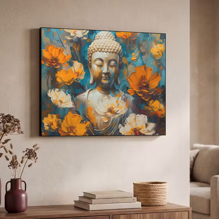 Art Frame - Buddha - Bloemen - Kleurrijk - Modern — 7