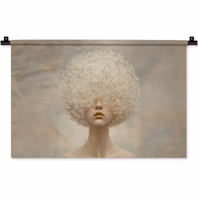 Wandkleed - Vrouw met Paardenbloem Pluisbol — 1