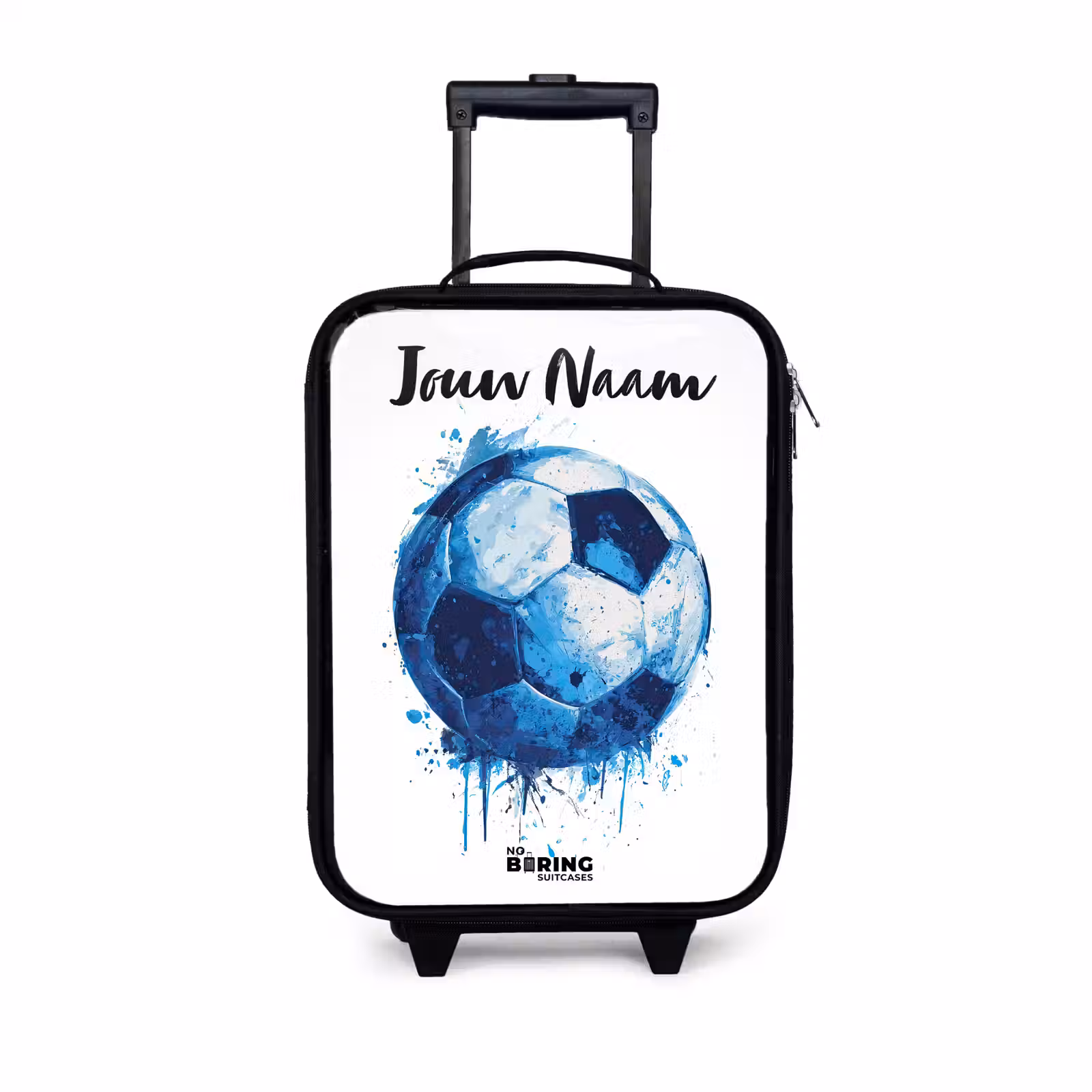 Kinderkoffer met naam - Voetbalvibes - Inktspatten - Blauw — 1
