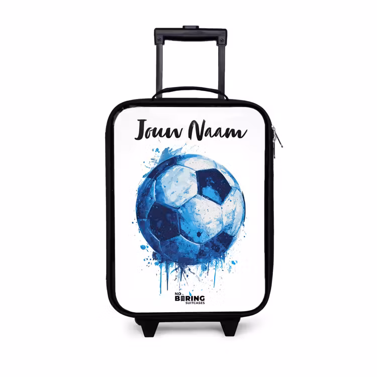 Kinderkoffer met naam - Voetbalvibes - Inktspatten - Blauw — 1